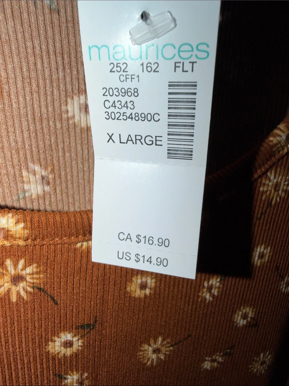 Maurices Mustard Brown Floral Ribbed Tank - Picture 3 of 4